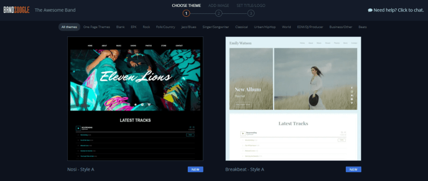 Bandzoogle themes